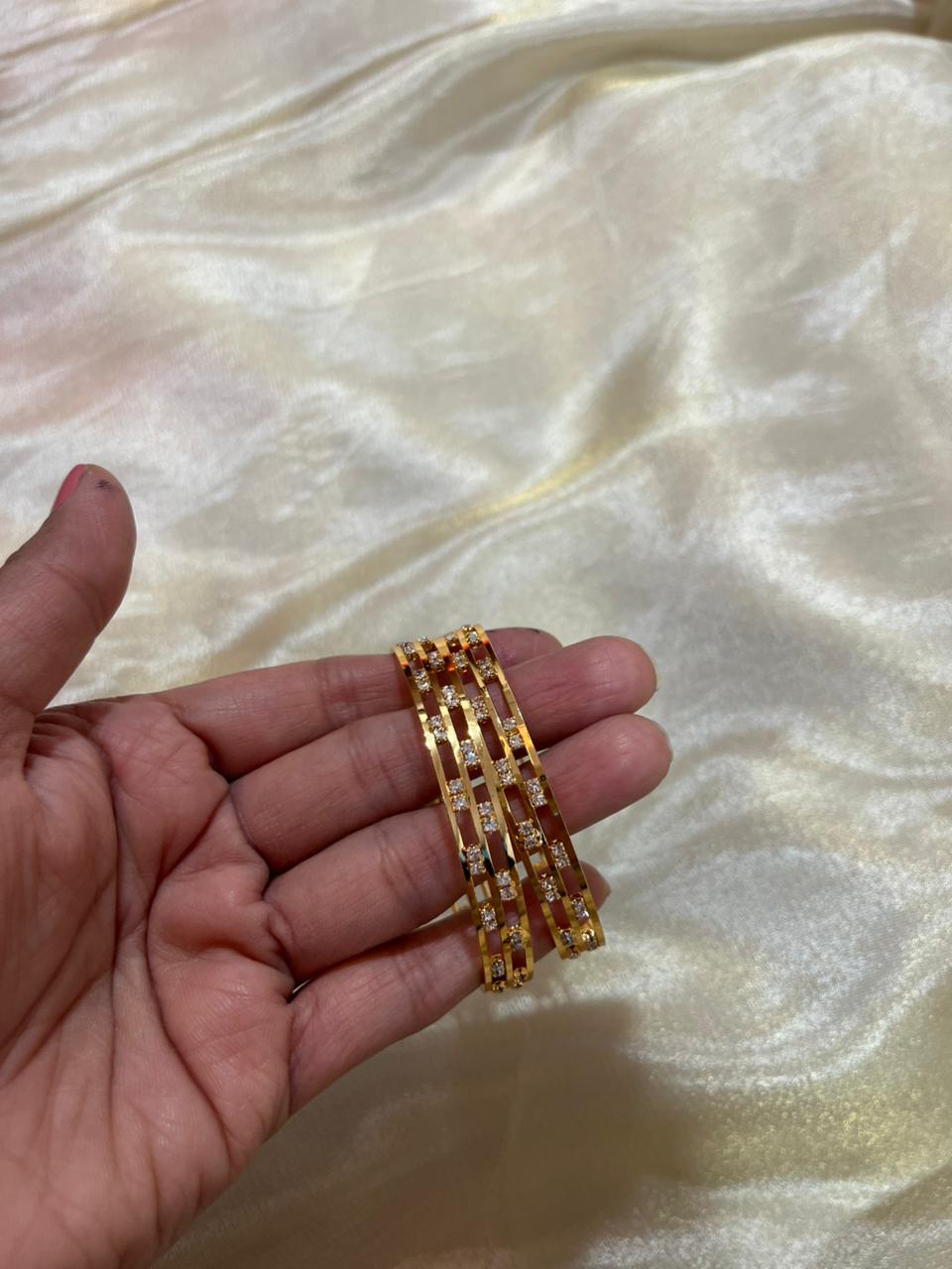 Set of 2 diamond replica bangles