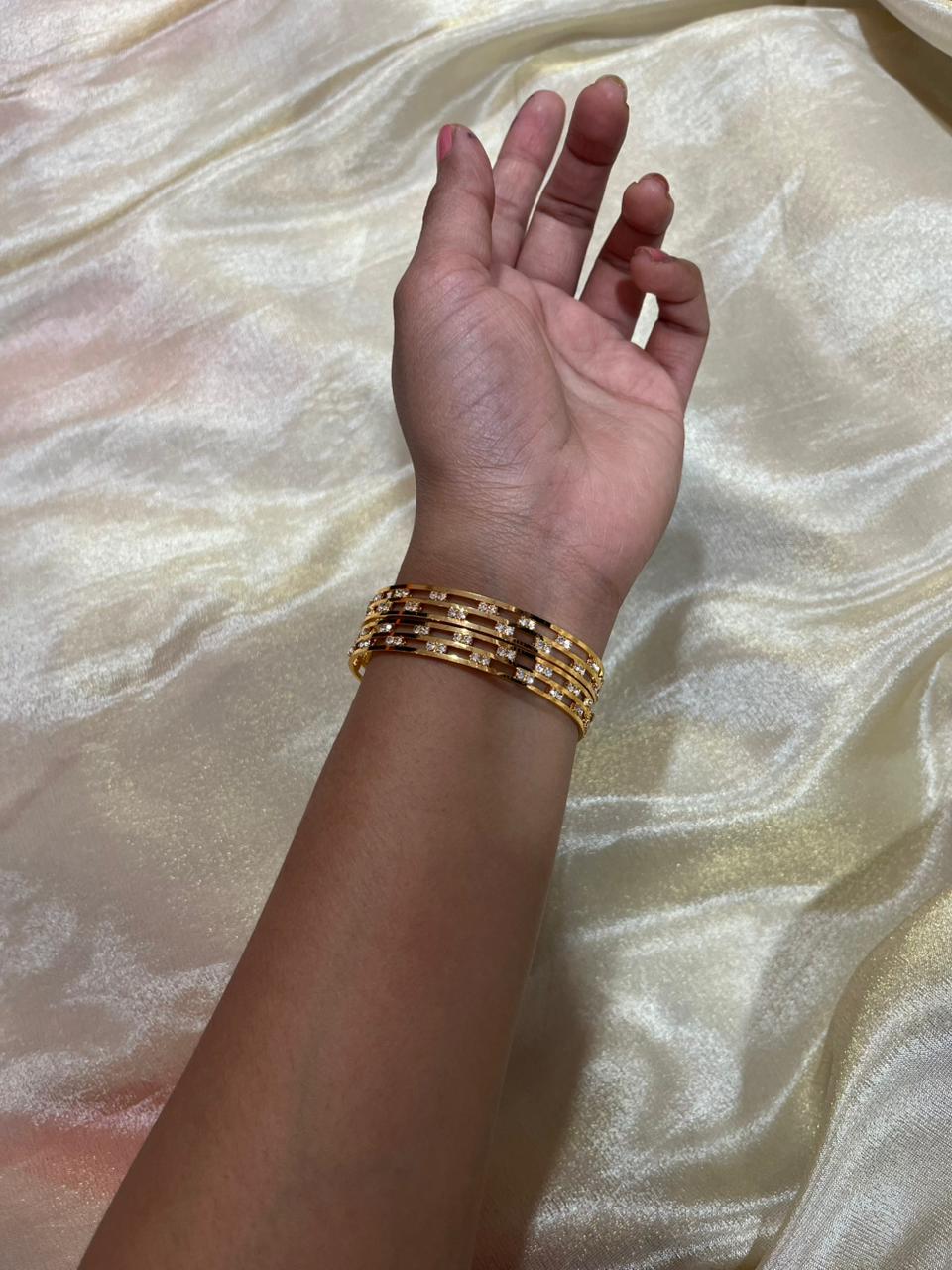 Set of 2 diamond replica bangles