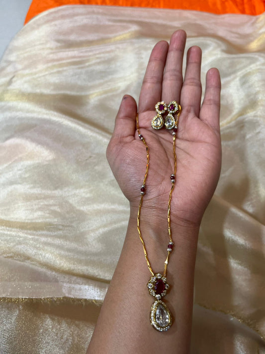Ruby chain set with removable pendent