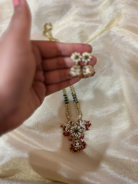 Neckset with small jhumkas