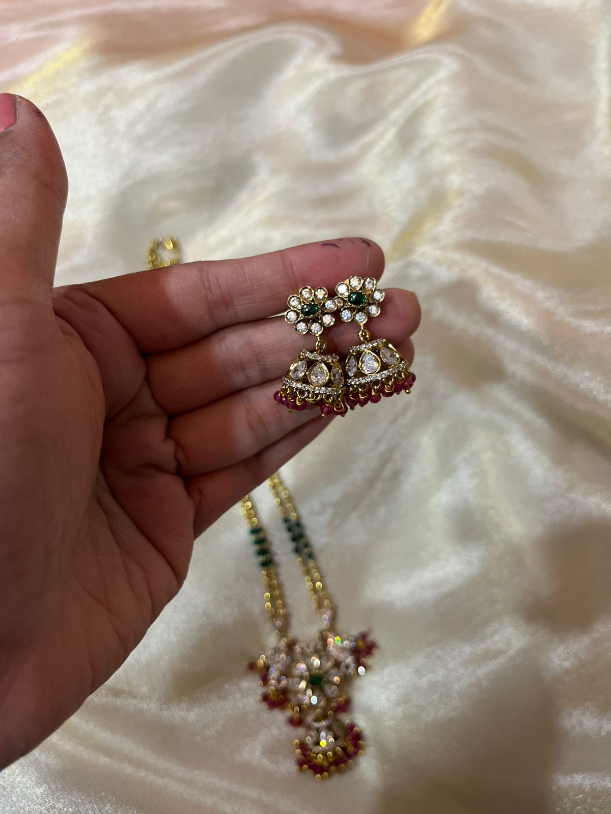 Neckset with small jhumkas