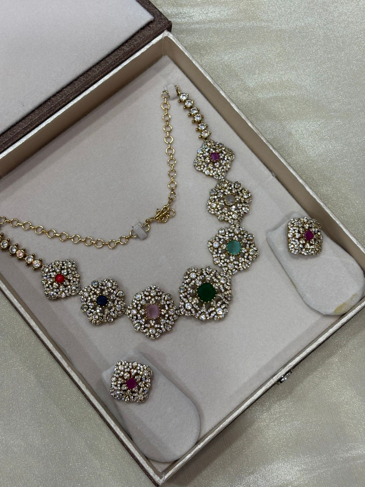 Navratna neckset with Earrings