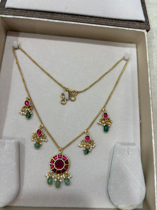 Jadau kundan drop chain