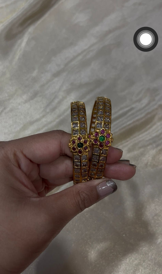 Jadau Kundan white stone Bangles