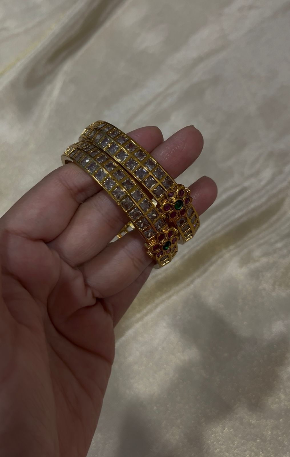 Jadau Kundan white stone Bangles