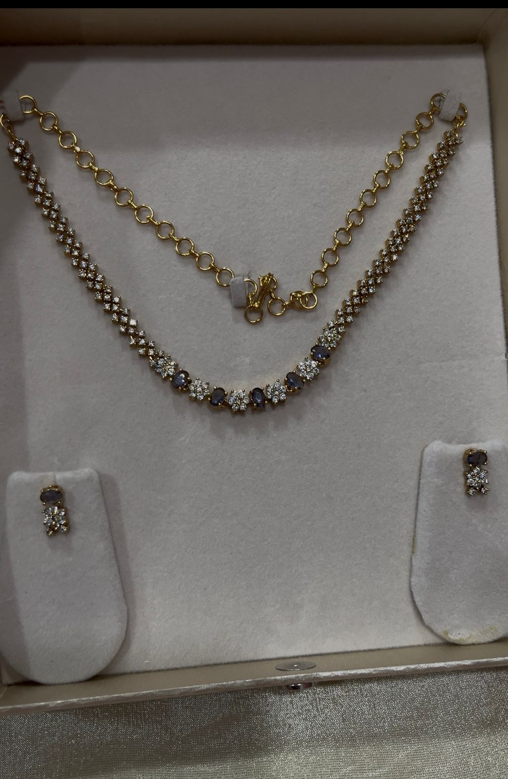Cute Cz and Purple stone Neckset with Studs