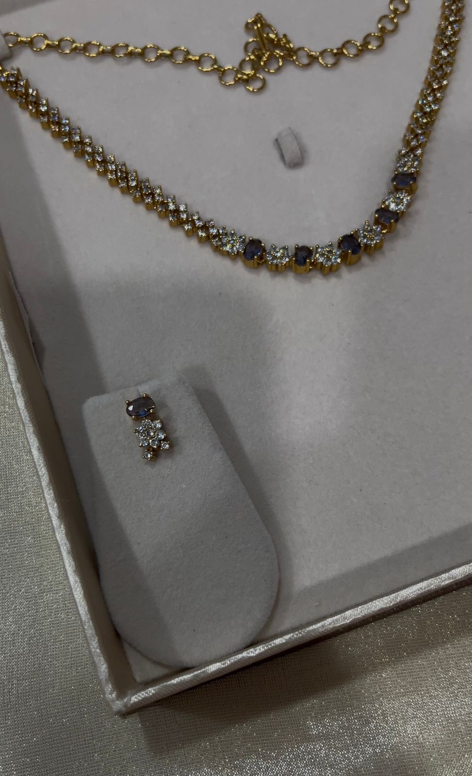 Cute Cz and Purple stone Neckset with Studs