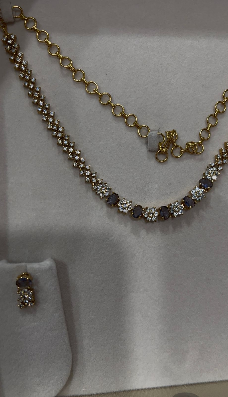 Cute Cz and Purple stone Neckset with Studs