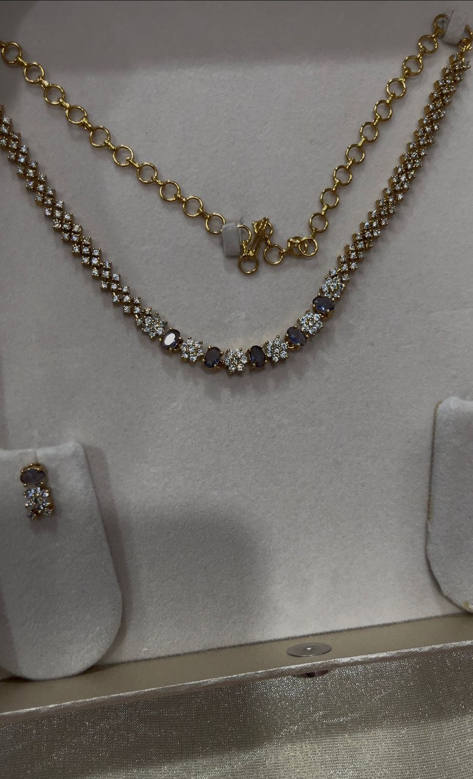 Cute Cz and Purple stone Neckset with Studs